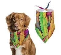 Multicolor Leaf Weed Art Dog Bandana Triangle Dog Scarf Washable Polyester Dog Bibs Cute Pet Bandana for Medium Large Dogs Puppy and Cats