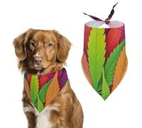 Multicolor Leaf Weed Art Dog Bandanas for Feeding Grooming, Triangle Pet Bibs for Cats & Dogs Washable Fashion Pets Scarf for Party Travel 27.6 X 11.8 Inch