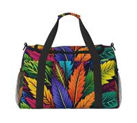 MultiColor Leaf Weed Art Print Travel Duffel Bag for Men & Women, Foldable Travel Bags and Spacious Weekender Tote Bag for Storage Toiletry Luggage Personal Item, Black, L