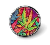 MultiColor Leaf Weed Art Round Badge Pin, 1 Inch Durable Non-Fading Lapel Pin, Versatile Metal Button Badges, Lightweight Decorative Brooch for Clothing Accessories Personalized Gifts