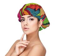 Multicolor Leaf Weed Art Satin Bonnet Silk Bonnet, Hair Bonnet For Sleeping, Soft Double Layer Silk Sleeping Cap Hair Wrap For Women Natural Hair Curly Hair Braided Hair Long Hair