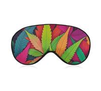 Multicolor Leaf Weed Art Sleep Mask for Women Men, Soft Eye Mask with Adjustable Strap for Sleeping, Light Blocking Travel Blindfold for Nap Comfortable Eye Cover for Home Office
