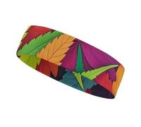 Multicolor Leaf Weed Art Sports Sweatband 15" Polyester Hairband Absorbent Quick-Dry Headband for Running, Yoga