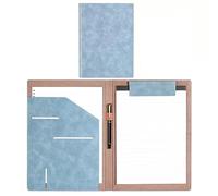 Multicolor Leather Conference Folder Set - PU File with Pen & Magnet Closure for Contract Signing - Pack of 2 (Blue) - Professional Business Essentials