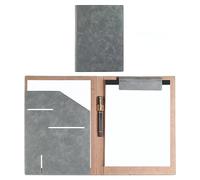 Multicolor Leather Conference Folder Set PU File with Pen & Magnet Closure Professional Contract Signing Book Pack of 2 (Gray)
