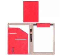 Multicolor Leather Conference Folder Set PU File with Pen & Magnetic Closure Ideal for Contract Signing - Pack of 2 (Red)