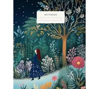 Multicolor Leaves & Starry Nights Notebook: - Starry Night Notebook Woman with Blooming Pink Flowers - Dreamy Night Sky Notebook Long-Haired Woman & Colorful Trees
