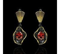 (multicolor) Luxurious Exaggerated Ruby Earrings For Women High Quality Black And Gold Earrings Anniversary Gift Attendance Party Jewelry