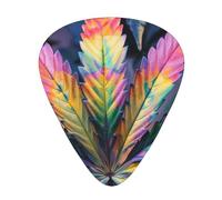 Multicolor Marijuana Leaf Weed Art - Guitar Picks-12 Pack Includes Thin, Medium & Heavy Gauges, Best Gift for Guitar Lovers