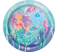 Multicolor Mermaid Round Paper Dinner Plates (22cm) Pack of 8 - Enchanting Design for Ocean-Themed Table Settings, Ideal for Parties & Gatherings, 9 inch