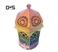 (multicolor) Moroccan Style Lantern 3D Printed Cutout Pattern Candle Lantern Arabic Tea Light Lantern for Patio Decor Home Parties Weddings Table Centerpiece