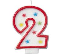 Multicolor Number 2 Glitter Birthday Candle (19cm) 1 Count - Vibrant Celebration Candle for Any Events