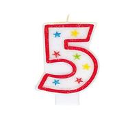 Multicolor Number 5 Glitter Birthday Candle (19cm) 1 Count - Vibrant Celebration Candle for Any Events
