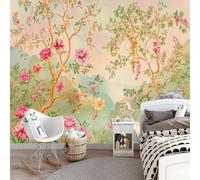 Multicolor Oriental Plant Flower Bird Landscape Photo Wallpaper - 150 x 105 cm Non-Woven Premium Print Wall Mural, Large Feature Wall Decoration for Living Room Bedroom Office Dining Room Kid's Room