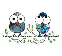 Multicolor Owls on a Wire High Stained Suncatchers for Windows Hanging, With Two Hole Owl Gifts, Alloy Acrylic Panel Owl Decor,For Owl Lovers Home, Style 2