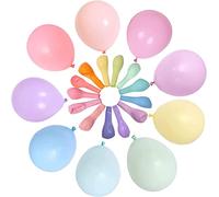 Multicolor Pastel Balloons - 30pcs Latex 5inch (3pcs per Color, 10 Colors) with Spare & Ribbon, Rainbow Macaron Party Balloons for Party Decoration, Birthday, Wedding, Celebrations, Balloon Arch