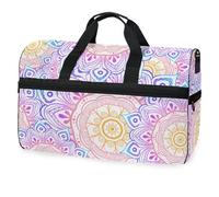 Multicolor Pattern with Oriental Mandalas Travel Duffel Bag for Men Women Boys Girls Teens,Oversized Sports Gym Bag with Shoes Compartment Overnight Weekend Yoga Workout Bag Training Handbag