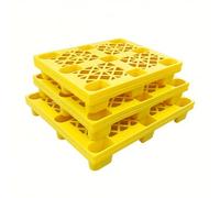 Multicolor Plastic Pallet Set of 3 DurabPolyethylene Various Sizes (Yellow 100x80x14cm/39x32x5.5in) for Storage and Transport Lightweight and Versatile