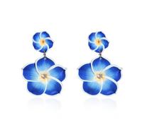 Multicolor Plumeria Rubra Flower Dangle Earrings Hawaiian Tropical Flower Bohemia Luau Beach Party Drop Stud Accessories for Women, Zinc, No Gemstone