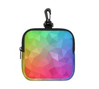 Multicolor Polygonal Which Consist Triangles Rainbow, Square Zipper Storage Bag, Neoprene Coin Purse, Small Wallets, Change Pouch, Change Purse