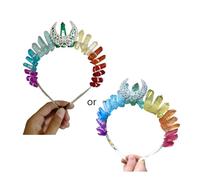 Multicolor Rainbow For Crystal Crown Headband With Metal Hollow Out Antique Moon Witch Hair Accessories