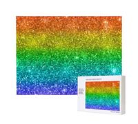 Multicolor Rainbow Glitter,500 Pieces Wooden Jigsaw Family Game Jigsaw Puzzles for Adults Teens Home Decor