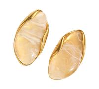 Multicolor Resin Ear Studs Stainless Steel Geometric Shape Earrings Elegant Gold Tone Women Fashion Jewelry Lightweight Geometric Ear Studs for Party, フリーサイズ