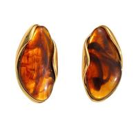 Multicolor Resin Ear Studs Stainless Steel Geometric Shape Earrings Elegant Gold Tone Women Fashion Jewelry Lightweight Geometric Ear Studs for Party, フリーサイズ