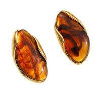 Multicolor Resin Ear Studs Stainless Steel Geometric Shape Earrings Elegant Gold Tone Women Fashion Jewelry Stainless Steel Art Earrings for Women, フリーサイズ