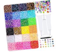 Multicolor Resin Rhinestones with Tools for Craft and Decoration Projects Multicolored Rosin Beads