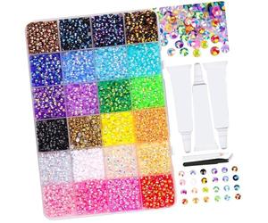 Multicolor Resin Rhinestones with Tools for Craft and Decoration Projects Multicolored Rosin Beads