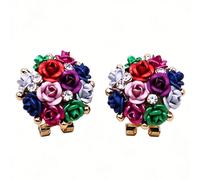 Multicolor Rose Flower Earrings for Women Colorful Earrings, Flower Decor Stud Earrings Valentines,Mom,Mother,Mother's Day,Gift