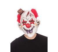 Multicolor Rubber Horror Clown Mask With Hair & Top Hat (Pack of 1) - Eye-Catching Design, Perfect Accessory for Halloween, Costume Parties, & Thrilling Pranks