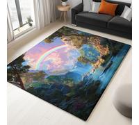 Multicolor Rugs Living Room Washable Non Slip Area Rug 160 x 230 cm, Bedroom Kitchen Hall Lounge Office Dining Room Indoor Carpet Low PileFantasy Landscape Creek Waterfall Carpets