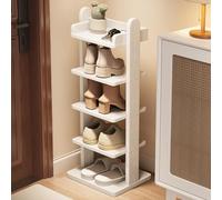 MultiColor Shoe Cabinet Storage Organizer Narrow Wood Shoe Rack with Removable Shelves Entryway Closet for Landing Shoes Perfect for Any Space (White 11.8x31.5in)