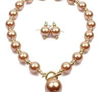Multicolor Simulated Pearl Necklace Set for Women Brides Drop Earrings Chunky Large Bib Round Beaded Strand Choker Bridal Bridesmaid Costume Party Prom Wedding Jewelry Gift, Acrylic, No Gemstone