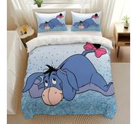 (Multicolor, single(135cm*200cm)) Authorized 3pcs Eeyore & Winnie the Pooh Bedding Set - Cute Cartoon Lightweight Soft Flannel with Zipper Closure, Includes Duvet Cover