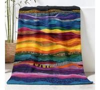 Multicolor Soft Cozy Throw Blanket Suitable for All Seasons, Waves Lines Texture Breathable Fluffy Blankets, Abstract Modern Printed Machine Wash Durable Flannel Blanket for Bed Sofa, 150 x 200 cm