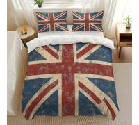 (Multicolor, super king(260cm*220cm)) 3pcs Abstract Retro British Themed Bedding Set, Lightweight Soft Polyester Duvet Cover Set with Zipper Closure - Includes One Duvet Cover
