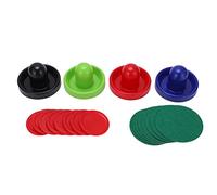 Multicolor Table Hockey Pushers Pucks Replacement Set Premium Quality Ergonomic Design for Competitive Games Durable Plastic Material Includes 4 Pushers 8 Pucks 8 Felt Pads