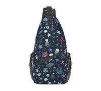 Multicolor Under The Sea Life Sling Bag,Casual Crossbody Shoulder Bag Hiking Daypack Crossbody Shoulder Backpack Travel Chest Pack for Men Women