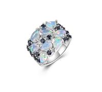 (multicolor, US RING SIZE:10#) Gorgeous Designer Ring For Women S925 Silver Natural Opal October Birthstone Stone Of Creativity & Passion Fine Jewelry Gift