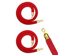 Multicolor Velvet Rope Barrier 6ft Foam Core with Hooks 2-Pack - Perfect for Event Management Queue Lines and Crowd Control Solutions Red Velvet Stanchions