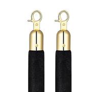 Multicolor Velvet Stanchion Rope with Durable Hook - 2ft Black Barrier Rope for Events, Party, Queue Management, and Crowd Control - Various