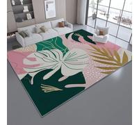 Multicolor Vintage Flannel Area Rug,80 x 150 cm Large Area Carpet for Living Room Kids Room Decor Soft Touch -Abstract Lines Plants Palm Leaves Monstera Non Slip Durable Machine Washable Carpet