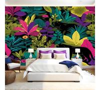 Multicolor Wall Mural Abstract Tropical Plant Leaves Photo Poster Mural Wallpaper Non-Woven Premium Art Print Living Room Bedroom Nursery TV Background Home Decor 300 x 210cm