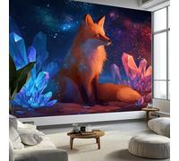Multicolor Wall Wallpaper Mural Fantasy Night Sky Fox Crystal, Premium Non-Woven Wallpaper Mural for Bedroom livingroom Wall Decor 350 x 256 cm Art Print Photo Paper Poster