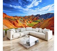 Multicolor Wallpaper Panoramic Deco Natural Scenery, Wallpaper Mural Park Rainbow Mountains 350 X 256 Cm for Bedroom Living Room Office Hotel Premium Non-Woven Mural - Wall Background Decoration