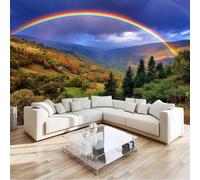 Multicolor Wallpaper Panoramic Deco Photography Style, Wallpaper Mural Autumn Valley Rainbow 350 X 256 Cm for Bedroom Living Room Office Hotel Premium Non-Woven Mural - Wall Background Decoration