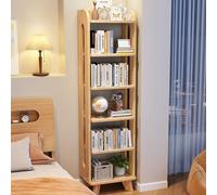 Multicolor Wood Display Shelves Rounded Corner Black Bookcase Thickened Open Bookshelf with High Cabinet Legs Compact Storage Solution for Small Spaces (Natural Finish)